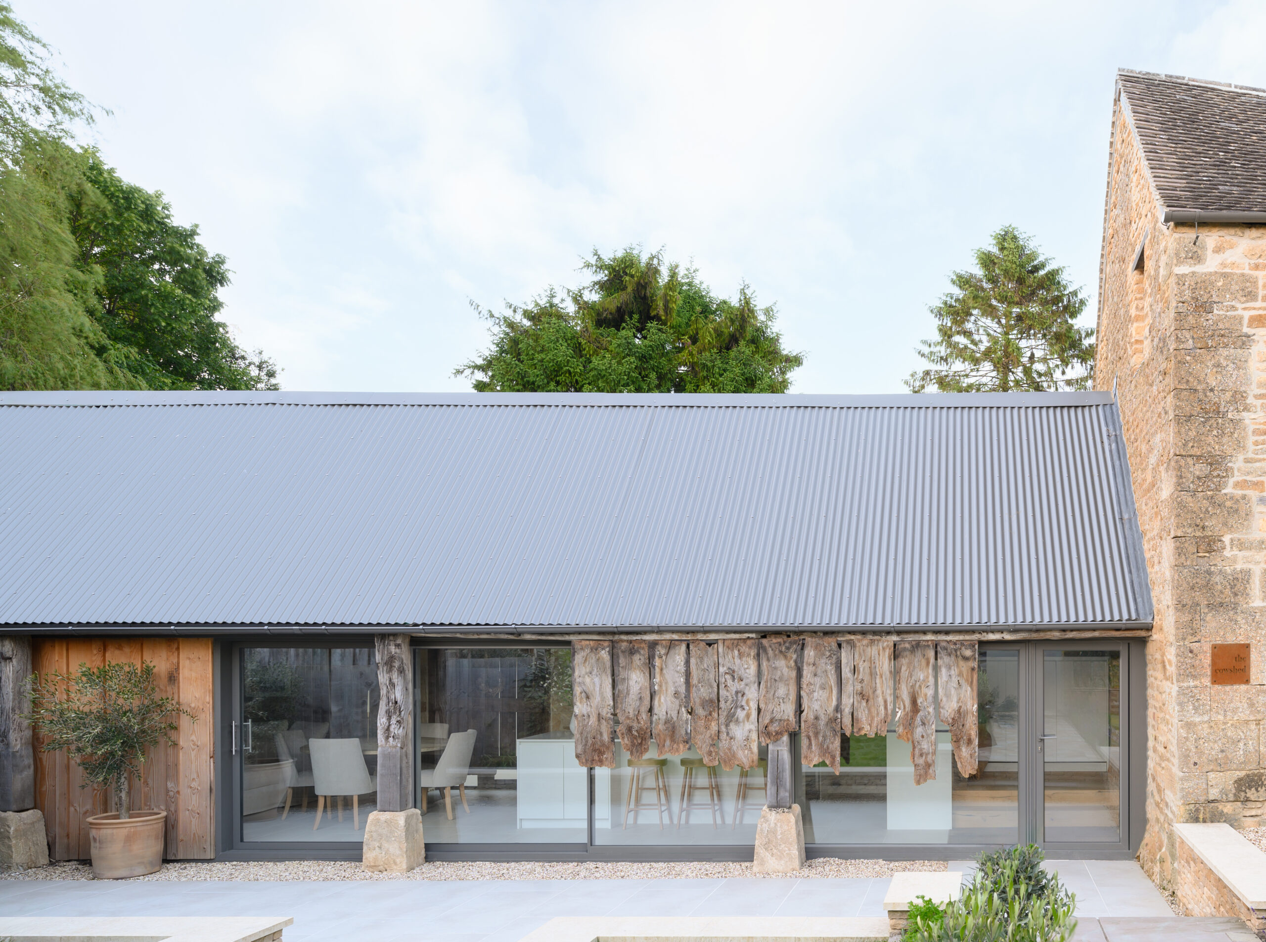 Exterior view of the award-winning barn conversion to the Cowshed